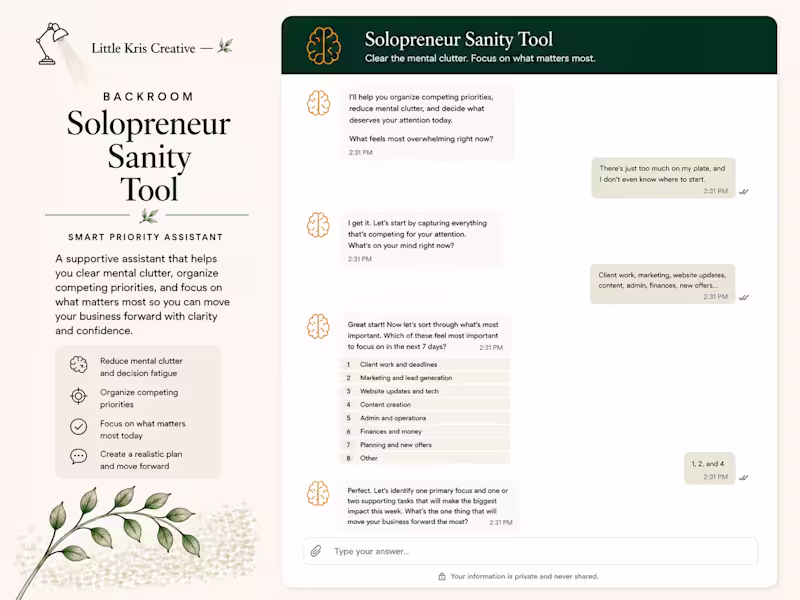 Cover image for Solopreneur Sanity Tool
I designed Solopreneur