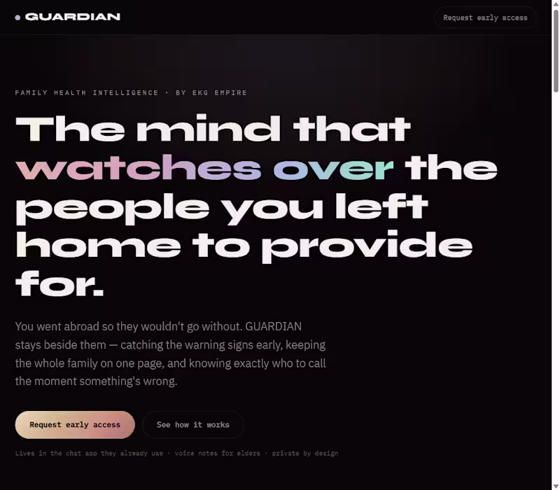 Cover image for GUARDIAN — live AI health companion for families