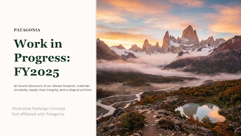 Cover image for Patagonia FY2025 Sustainability Report Concept
A