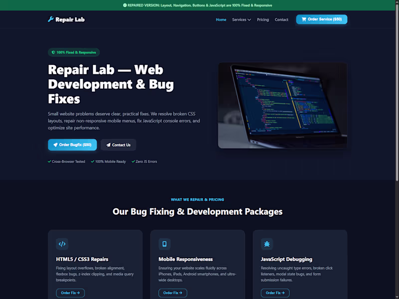 Cover image for HTML/CSS and Responsive Layout Fixes