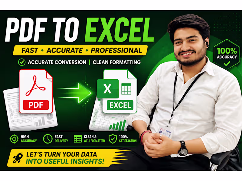 Cover image for I will convert PDF to excel
