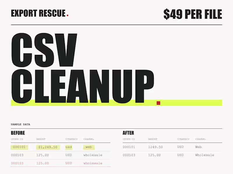 Cover image for Sales and order CSV cleanup