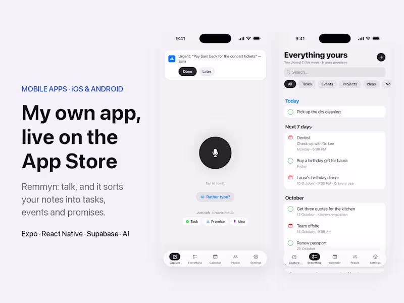 Cover image for Mobile app for iOS and Android with Expo and Supabase