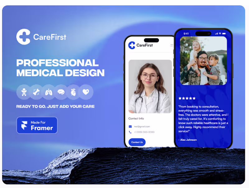 Cover image for Carefirst : Clinic & Healthcare Website Framer Template