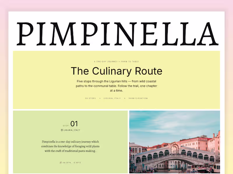 Cover image for Pimpinella is an editorial-style website