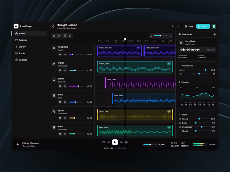 Cover image for SoundForge DAW Interface Design