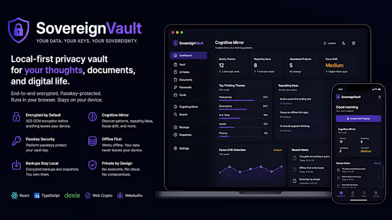 Cover image for SovereignVault is a local-first, zero-knowledge