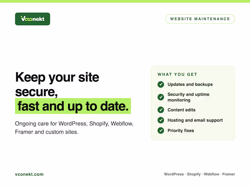 Cover image for Website Maintenance & Support (Monthly Care Plan)