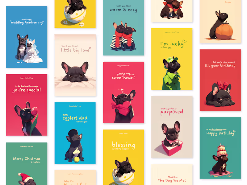 Cover image for Greeting Cards Collection - Frenchies