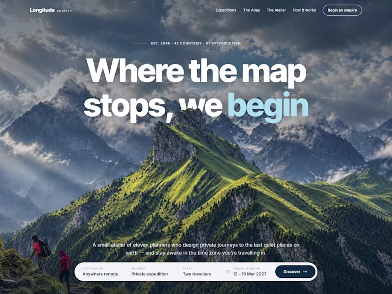Cover image for Longitude Society: Expedition Travel Website