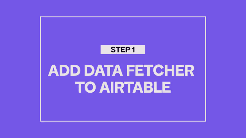 Cover image for Data Fetcher Airtable API - YouTube