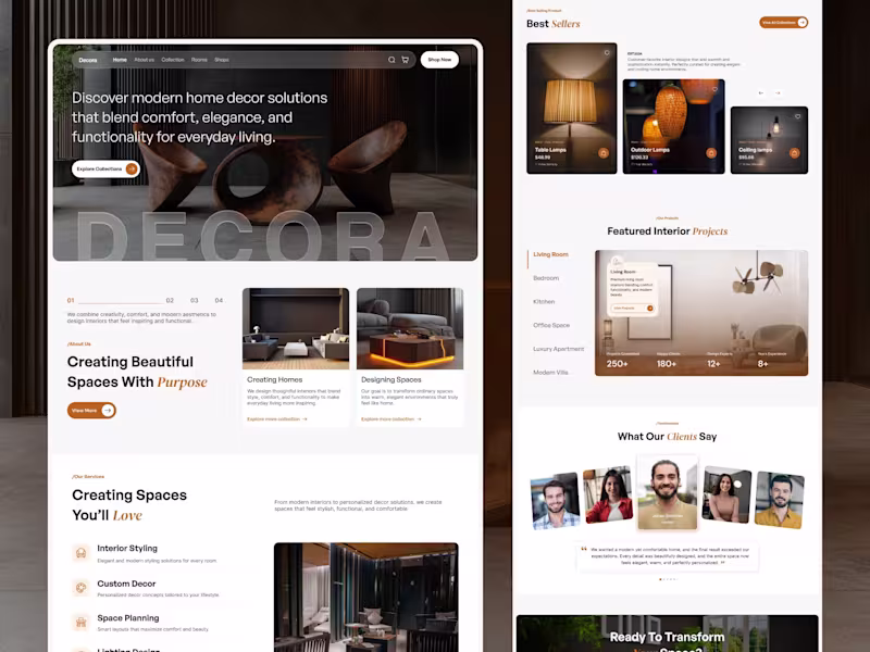 Cover image for Premium Interior Design Website Development for Decora