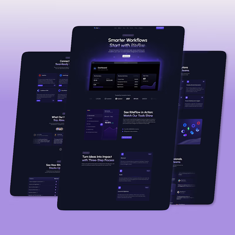 Cover image for SaaS & AI Startup Website UI Design -Riteflow