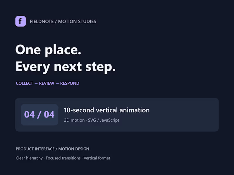 Cover image for One place, every next step — product motion