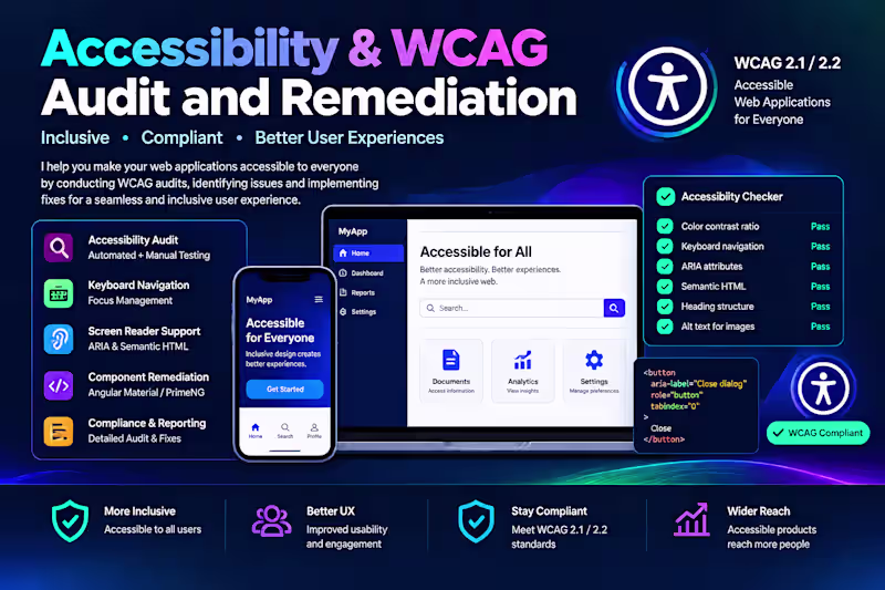 Cover image for Accessibility & WCAG Audit and Remediation
