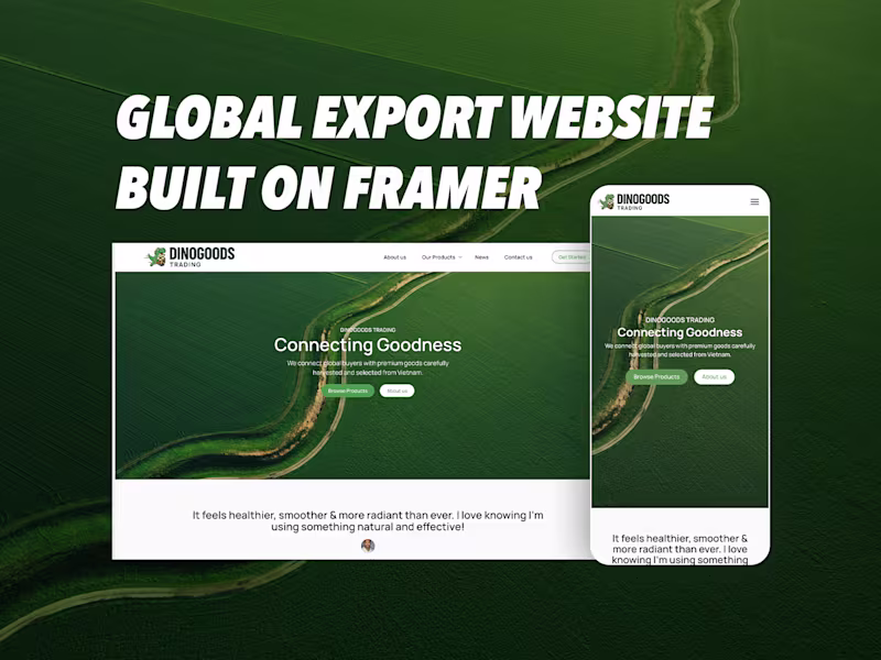 Cover image for DinoGoods Trading — Global Export Website Built on Framer