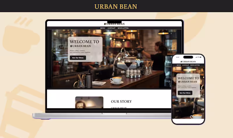 Cover image for Urban Bean — Modern Coffee Shop Website A warm, modern, and ...
