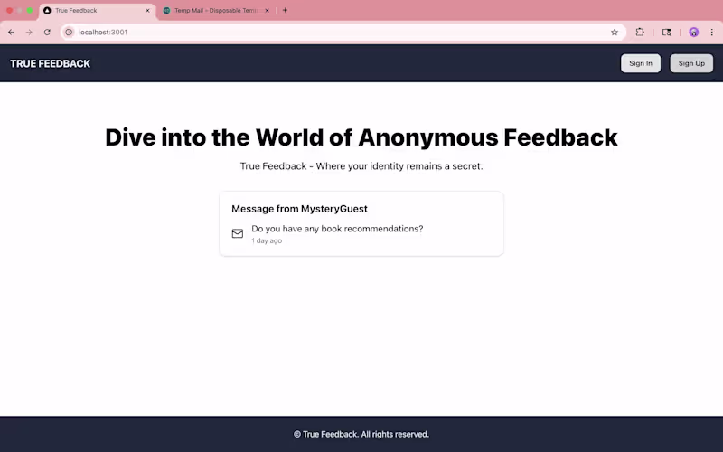 Cover image for An anonymous feedback collection tool
A