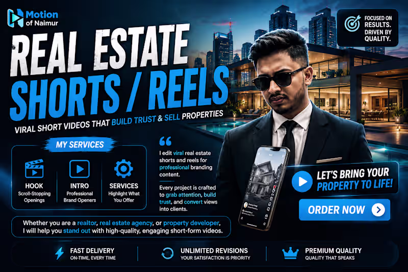 Cover image for Real estate Shorts/reels Editing
