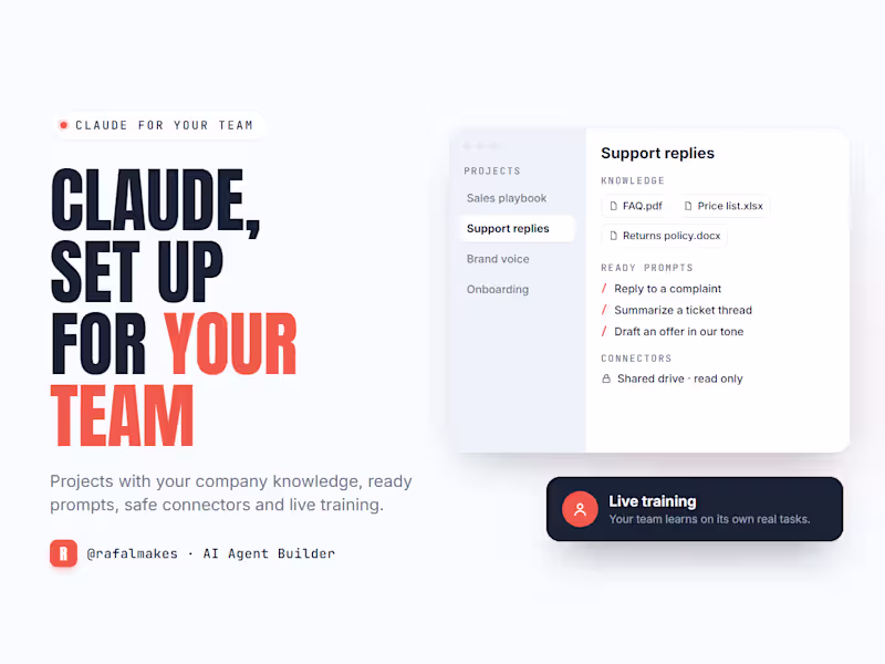 Cover image for Claude set up for your team with projects, prompts and training
