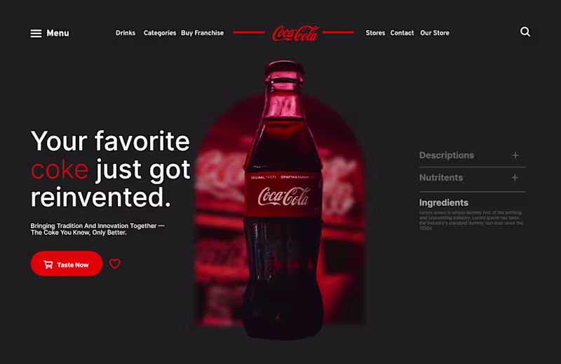 Cover image for Redesigned Coca-Cola’s site with a bold, clean, and modern f...