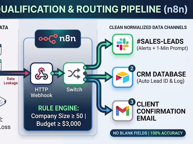 Cover image for AI Lead Routing & Data Normalization Pipeline (n8n & Gemini AI)…