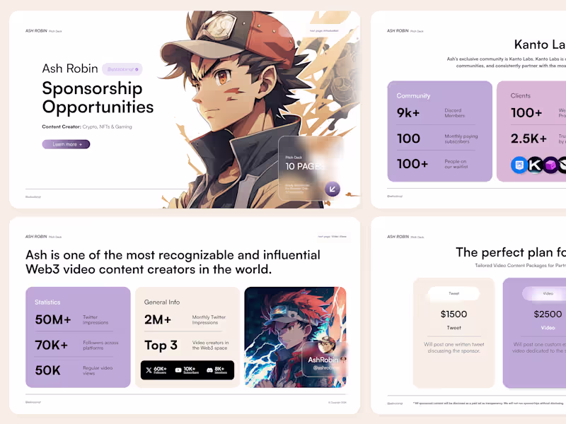Cover image for Ash Robin Branding & Pitch Deck