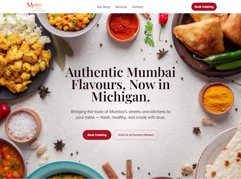 Cover image for One-Page Website for US-based Indian Food Business