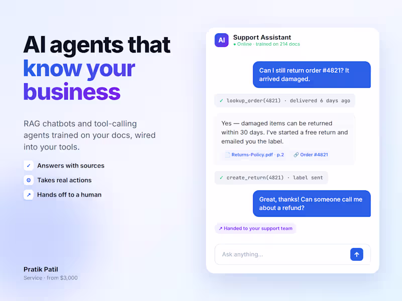 Cover image for AI Agent or RAG Chatbot Trained on Your Data, Live in 4 Weeks