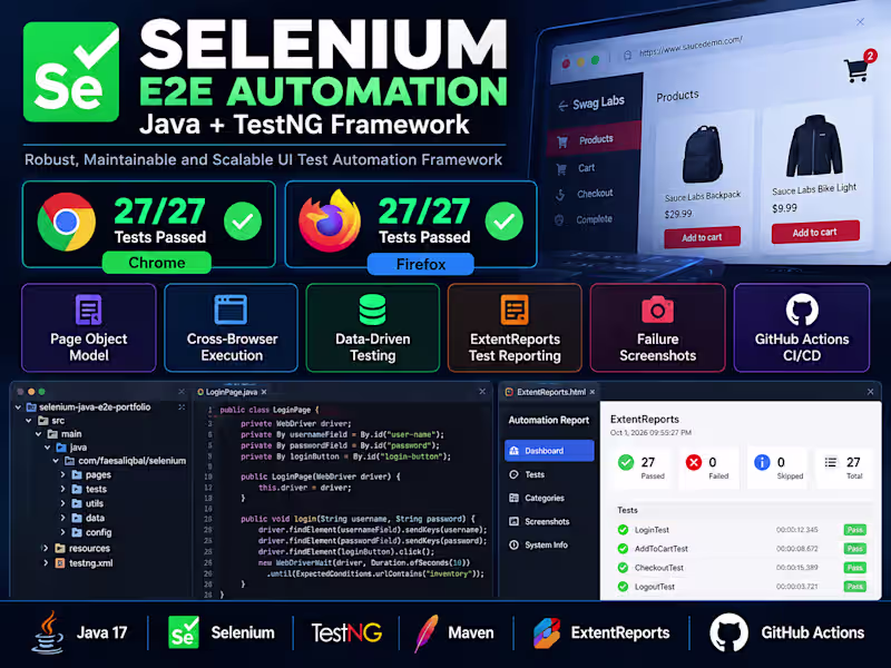 Cover image for Selenium E2E Test Automation Framework with Java