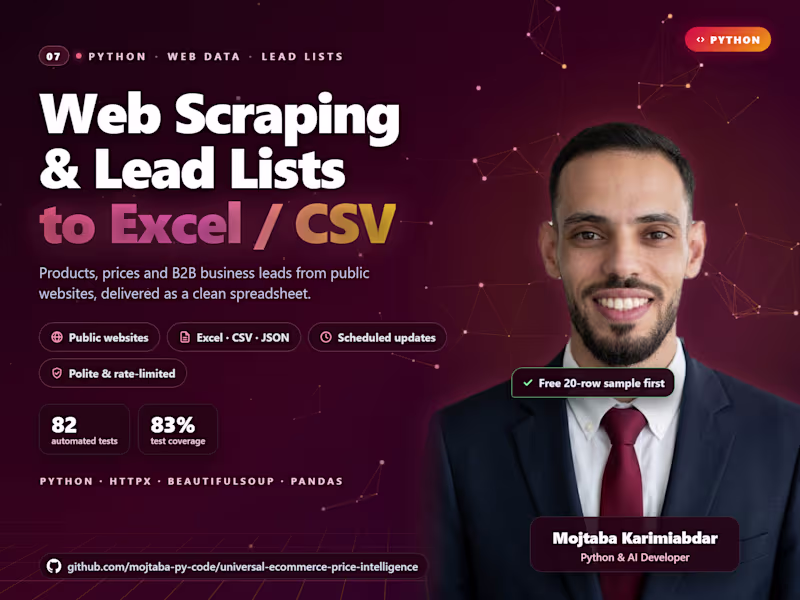 Cover image for Web Scraping & Lead Lists to Excel/CSV