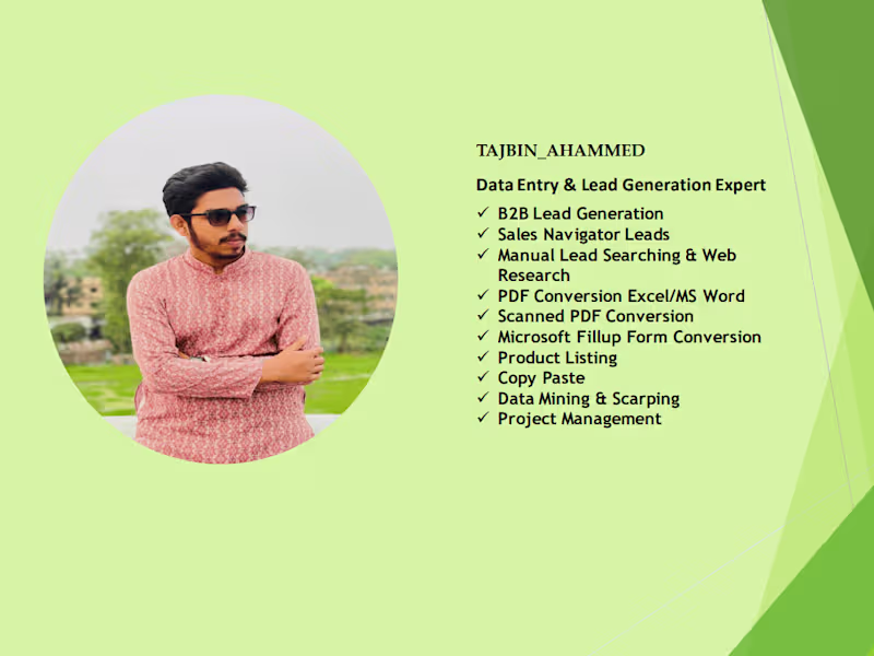 Cover image for data entry,b2b lead generation, influencer research