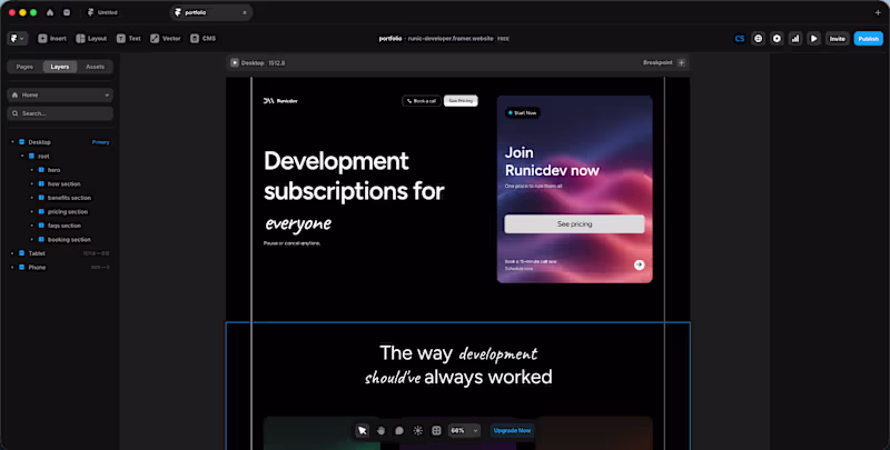 Cover image for Runicdev - built in framer.