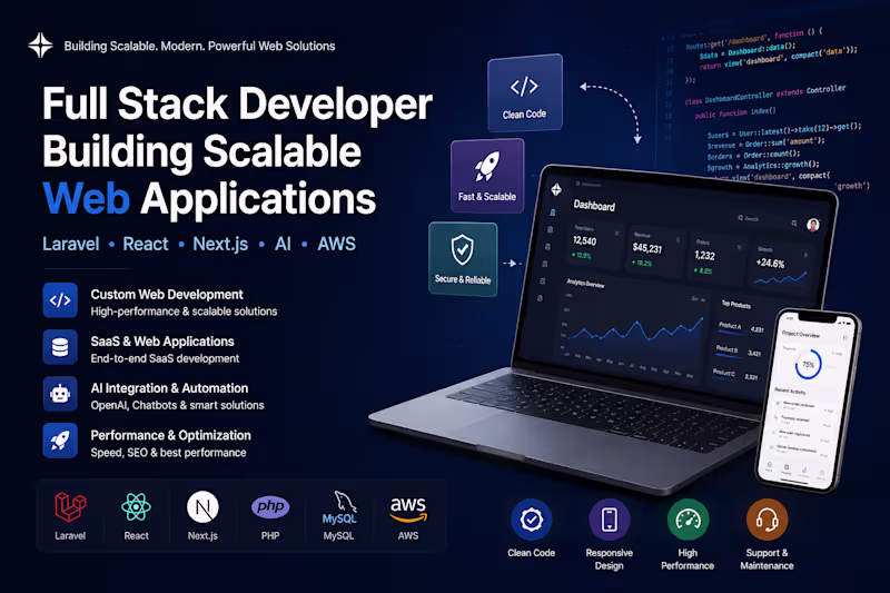 Cover image for Full Stack Web Development with Laravel & React
