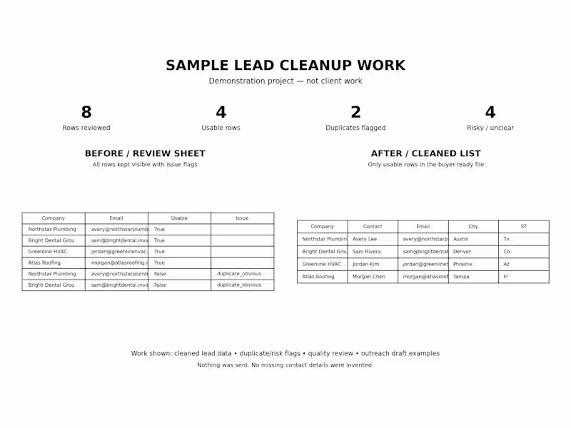 Cover image for Lead Cleanup Before & After — Sample Project
