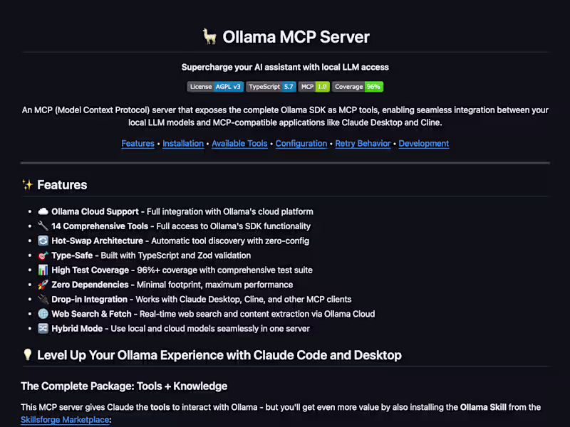 Cover image for Ollama MCP Server Development