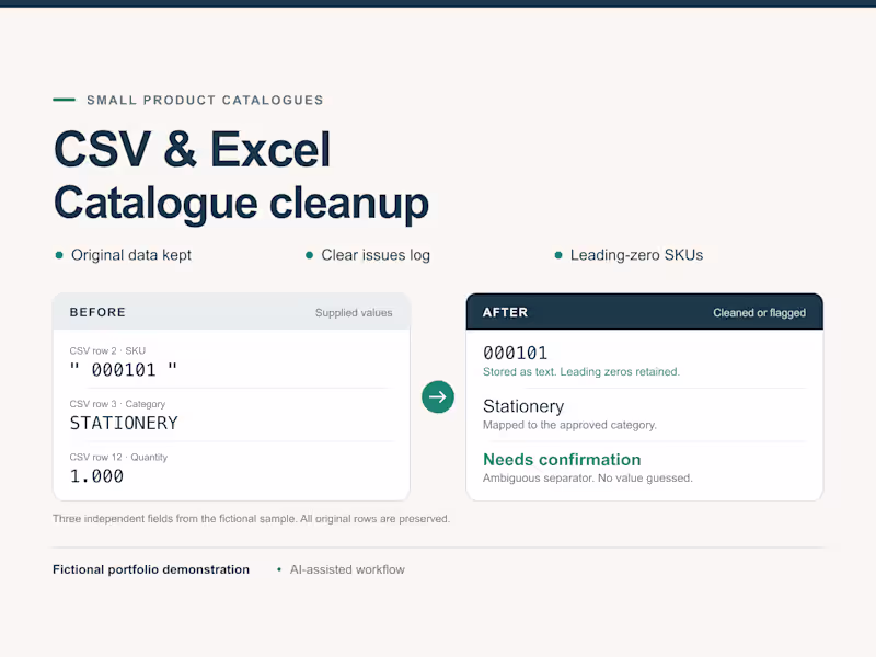 Cover image for CSV & Excel Product Catalogue Cleanup