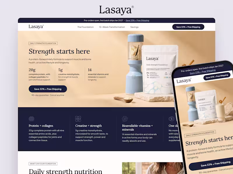 Cover image for Lasaya Health - Landing page design & Replo development