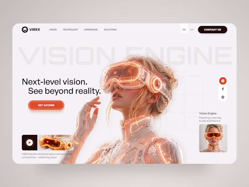 Cover image for VIREX — AR/VR Website UI/UX Design for Spatial Computing