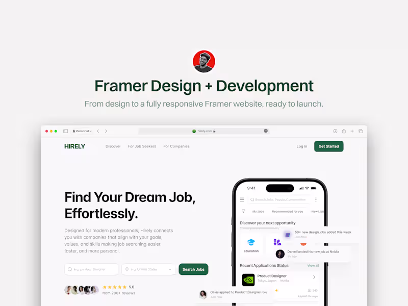Cover image for Framer Landing Page Design and Development