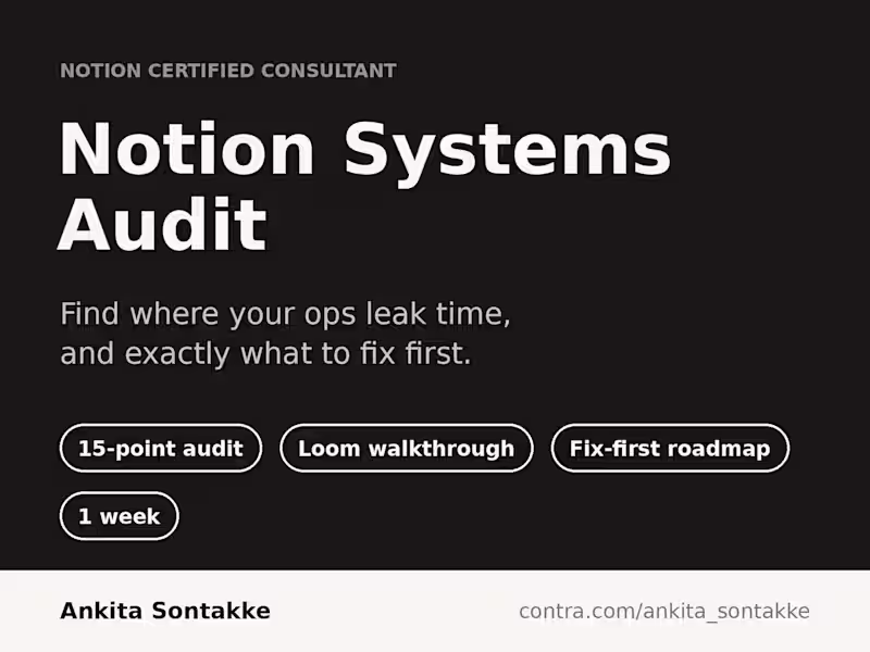 Cover image for Notion Systems Audit: Find What Your Ops Are Costing You