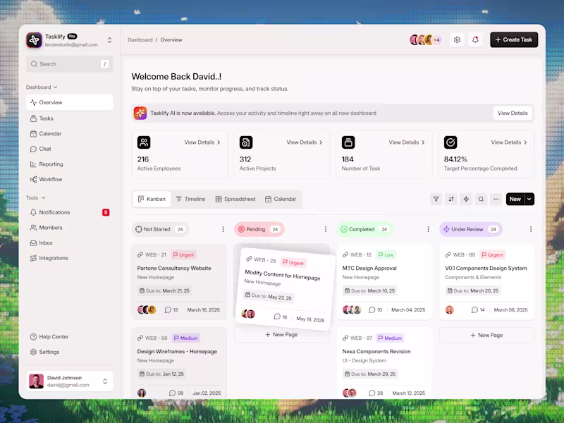 Cover image for Tasklify SaaS Project Management Dashboard UI Design