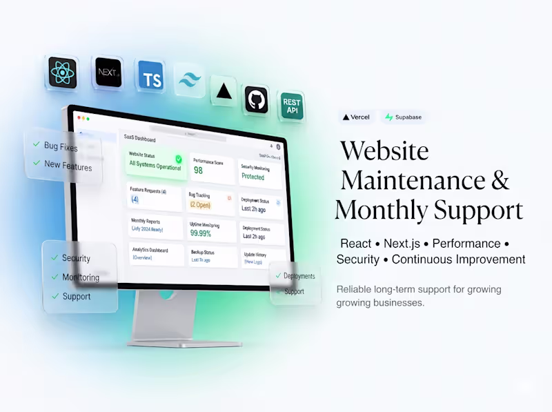 Cover image for Website Maintenance & Ongoing React/Next.js Support