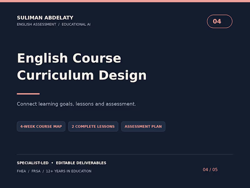 Cover image for English Course Curriculum & Assessment Design