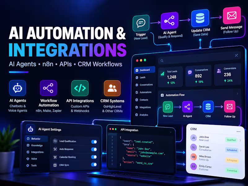 Cover image for AI Automation, AI Agents & API Integration