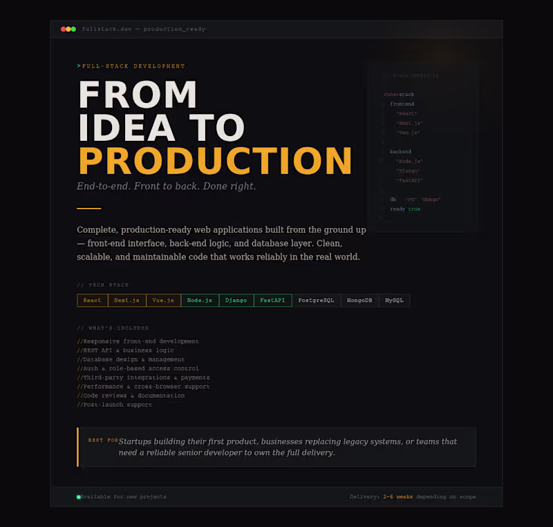 Cover image for Full Stack Web Development