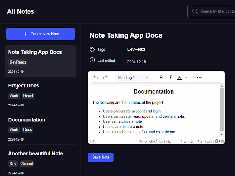 Cover image for Note Taking App