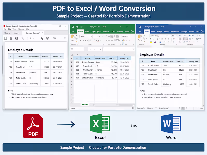 Cover image for PDF to Excel & Word Conversion