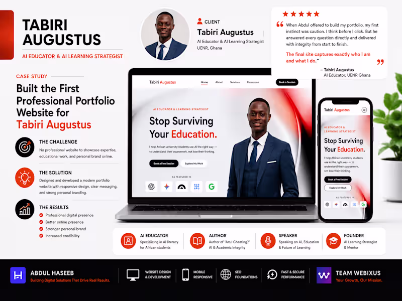 Cover image for AI Educator Portfolio Website for Tabiri Augustus