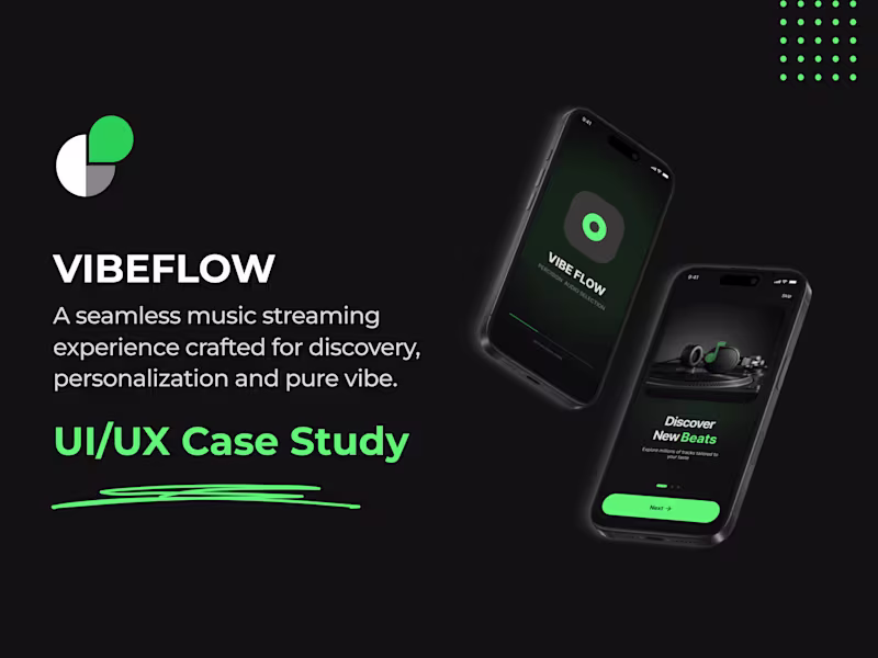 Cover image for VibeFlow: Music Streaming Mobile App UI/UX Case Study